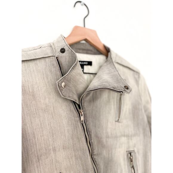 J Brand Lunar Denim Moto Jacket Medium Gray Biker Casual Baddie Punk Indie - Picture 3 of 10